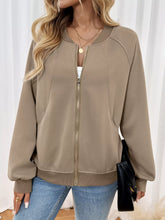 Zip Up Raglan Sleeve Jacket OutfitFlow